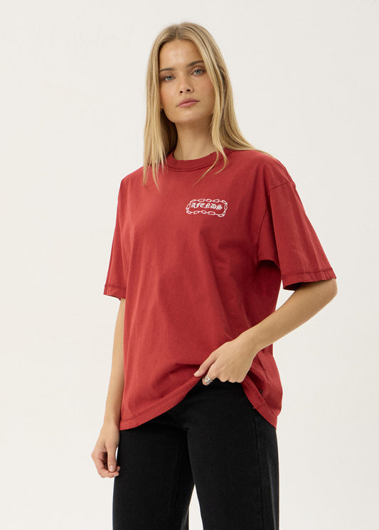 Afends Spiritual Heavyweight Boxy Tee Vintage Ketchup