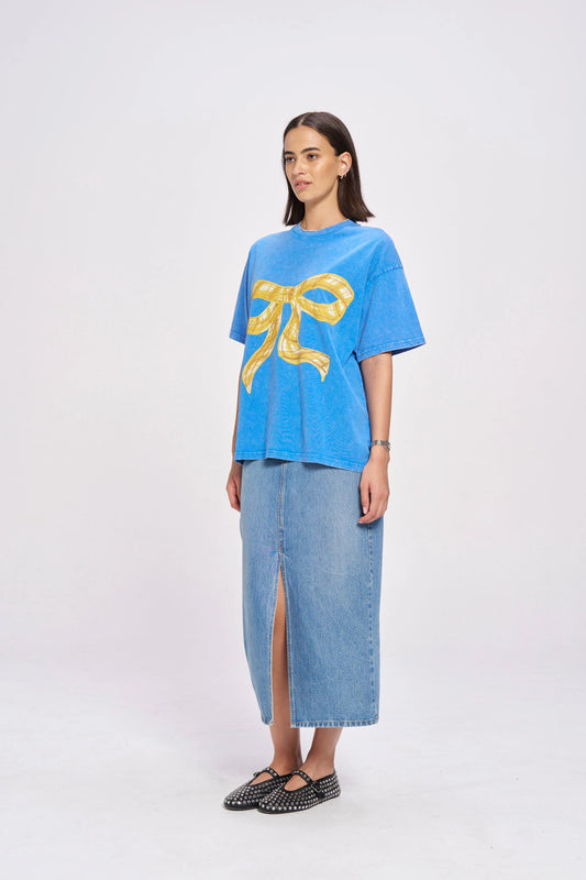 Maku Big Bow Acid Wash Tee