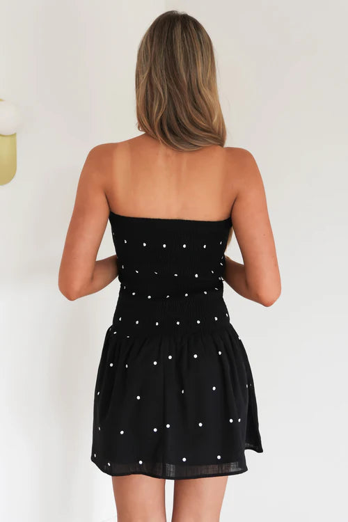 By Frankie Spot Shirred Mini Dress