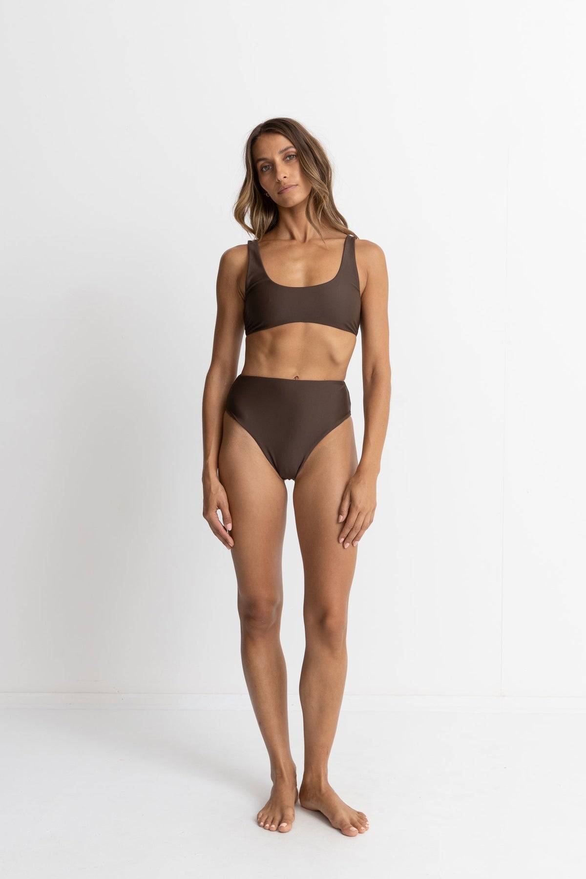 Rhythm Classic Hi Waist Swim Pant Chocolate
