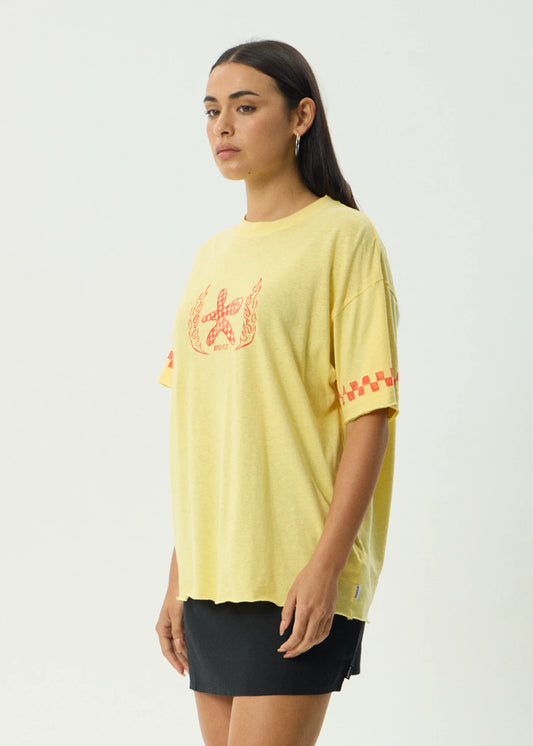 Afends Calda Oversized Tee Lemon