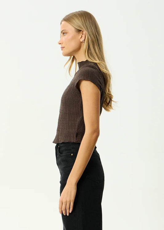 Afends Seersucker Mock Neck Top