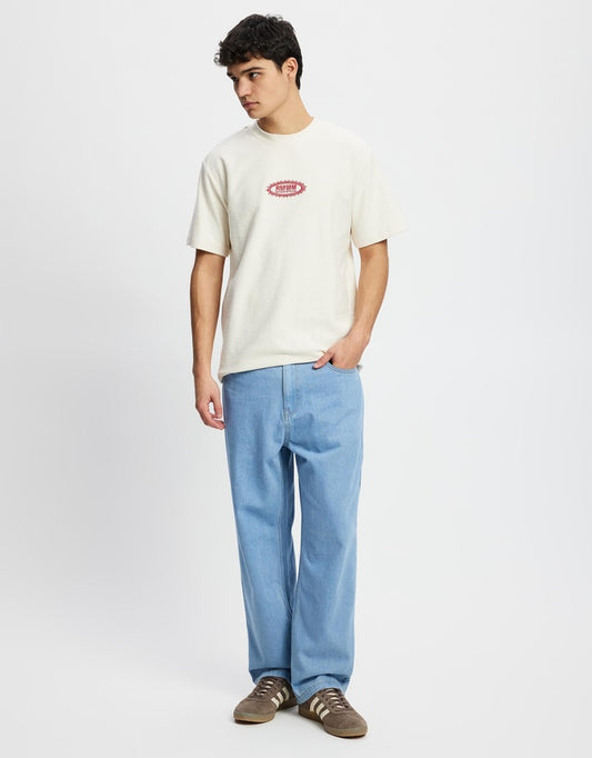 Rhythm Stamp Vintage Terry Ss T-Shirt Natural