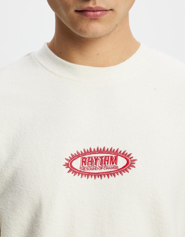 Rhythm Stamp Vintage Terry Ss T-Shirt Natural
