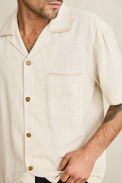 Rhythm Relaxed Whip Stitch SS Shirt Natural