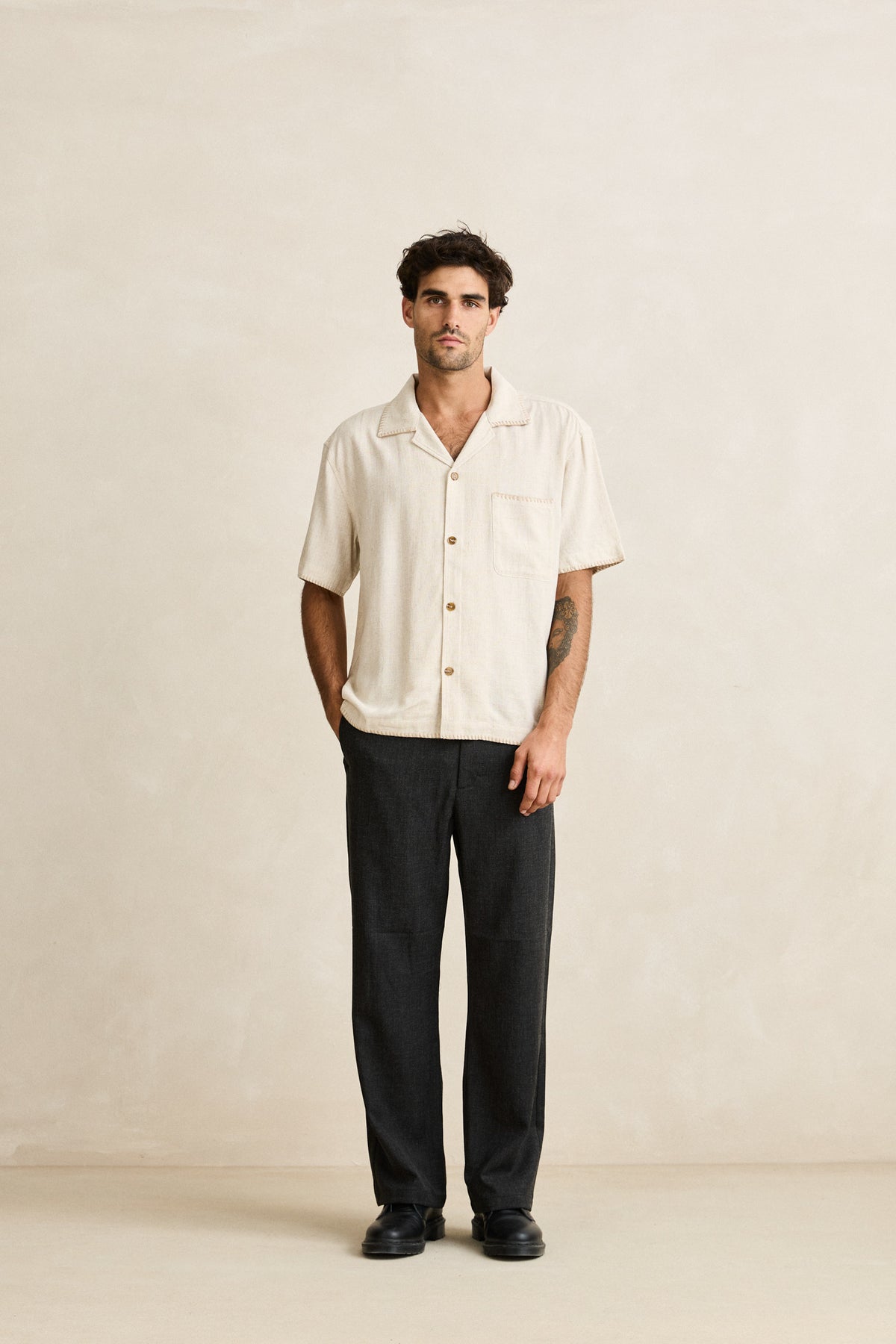 Rhythm Relaxed Whip Stitch SS Shirt Natural