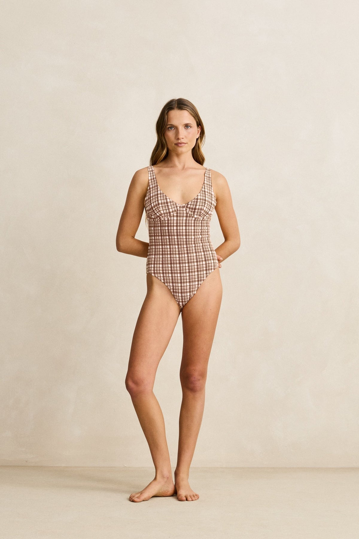 Rhythm London Check Underwire One Piece Chocolate