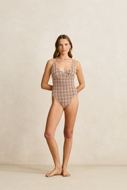 Rhythm London Check Underwire One Piece Chocolate
