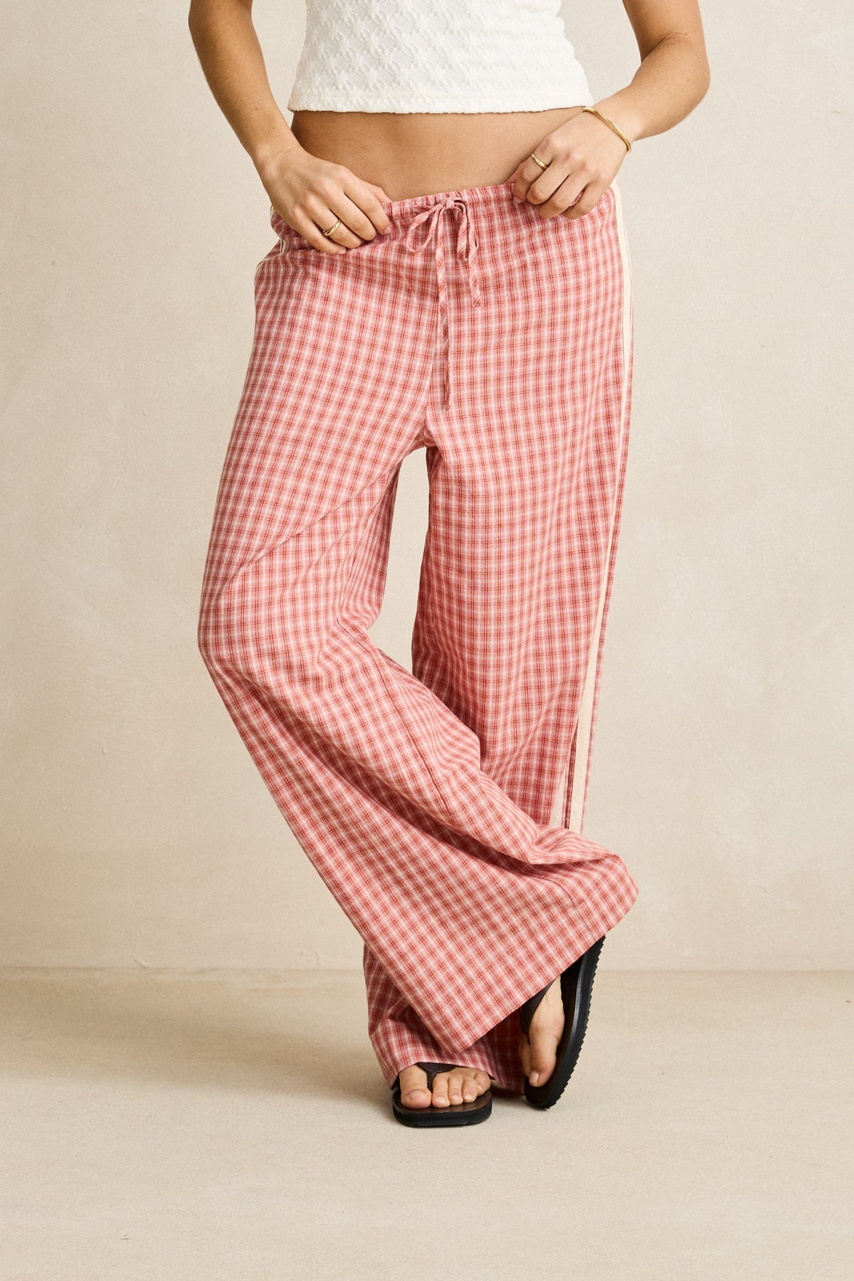 Rhythm Kirra Check Pant Pink