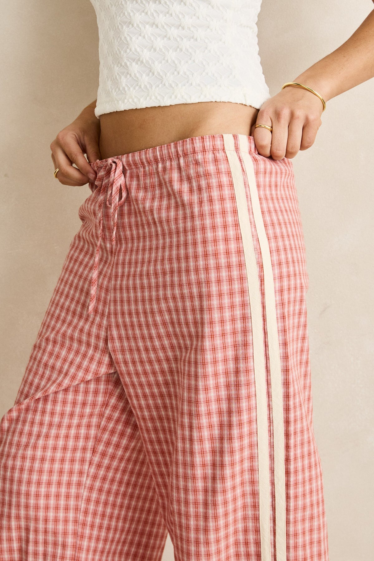 Rhythm Kirra Check Pant Pink