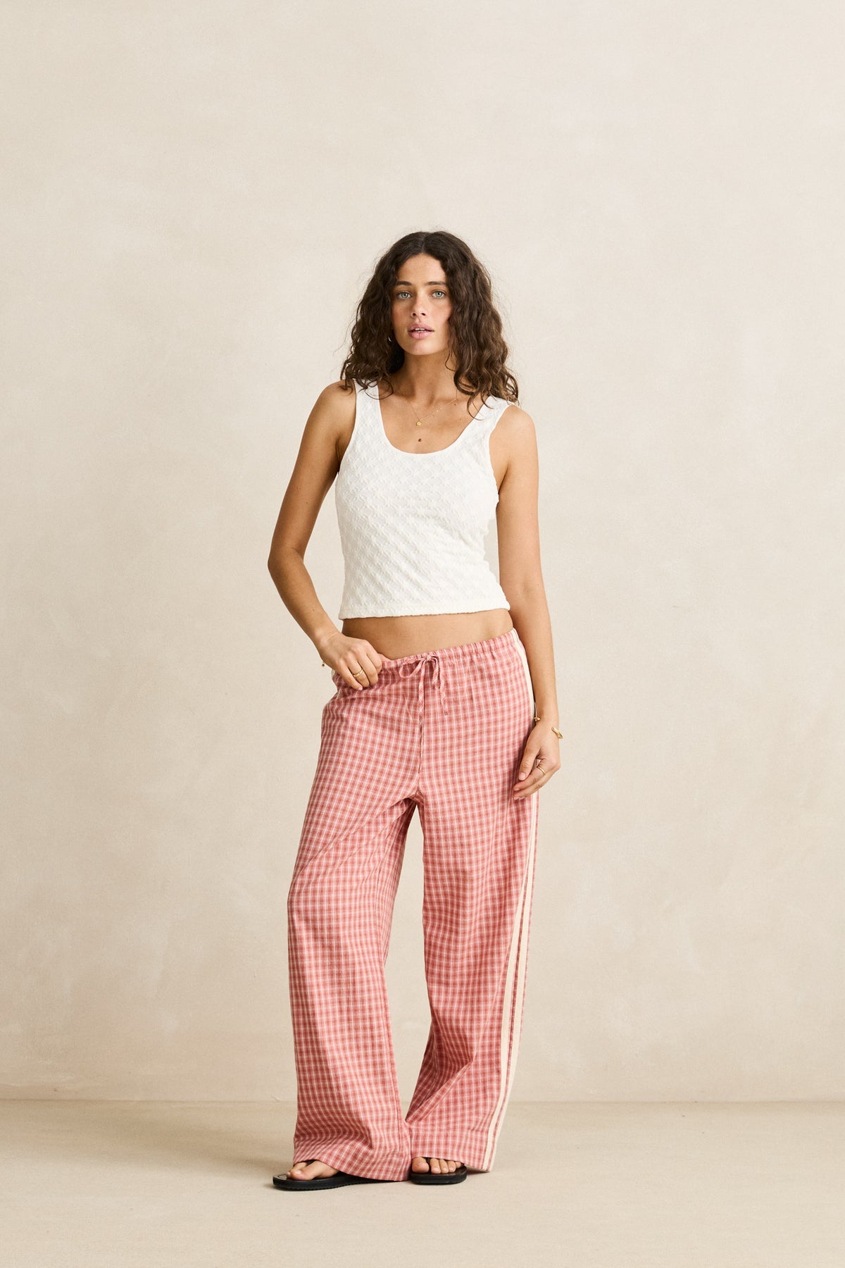 Rhythm Kirra Check Pant Pink