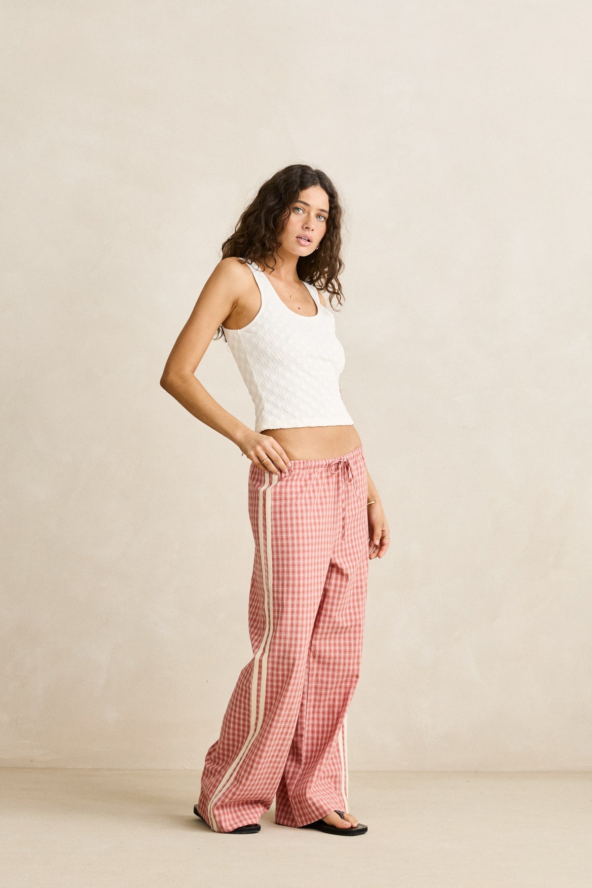 Rhythm Kirra Check Pant Pink