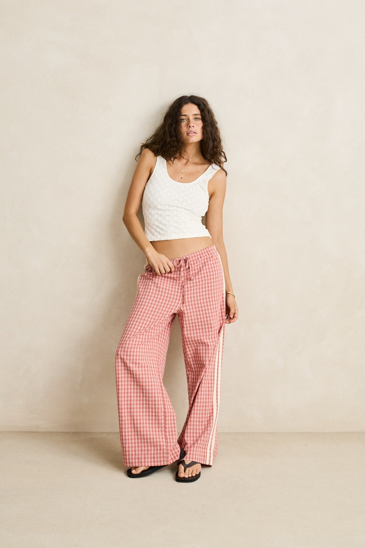 Rhythm Kirra Check Pant Pink