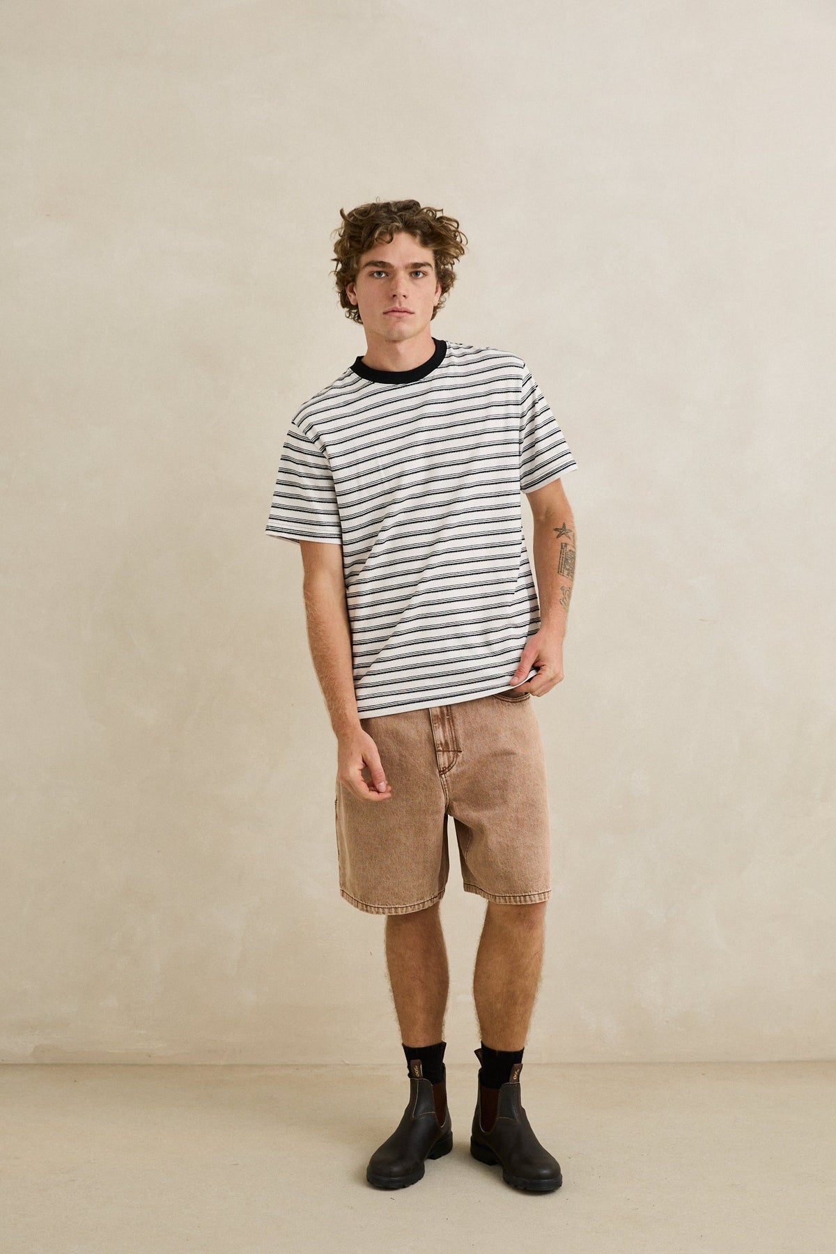Rhythm Vintage Stripe SS T-Shirt Natural