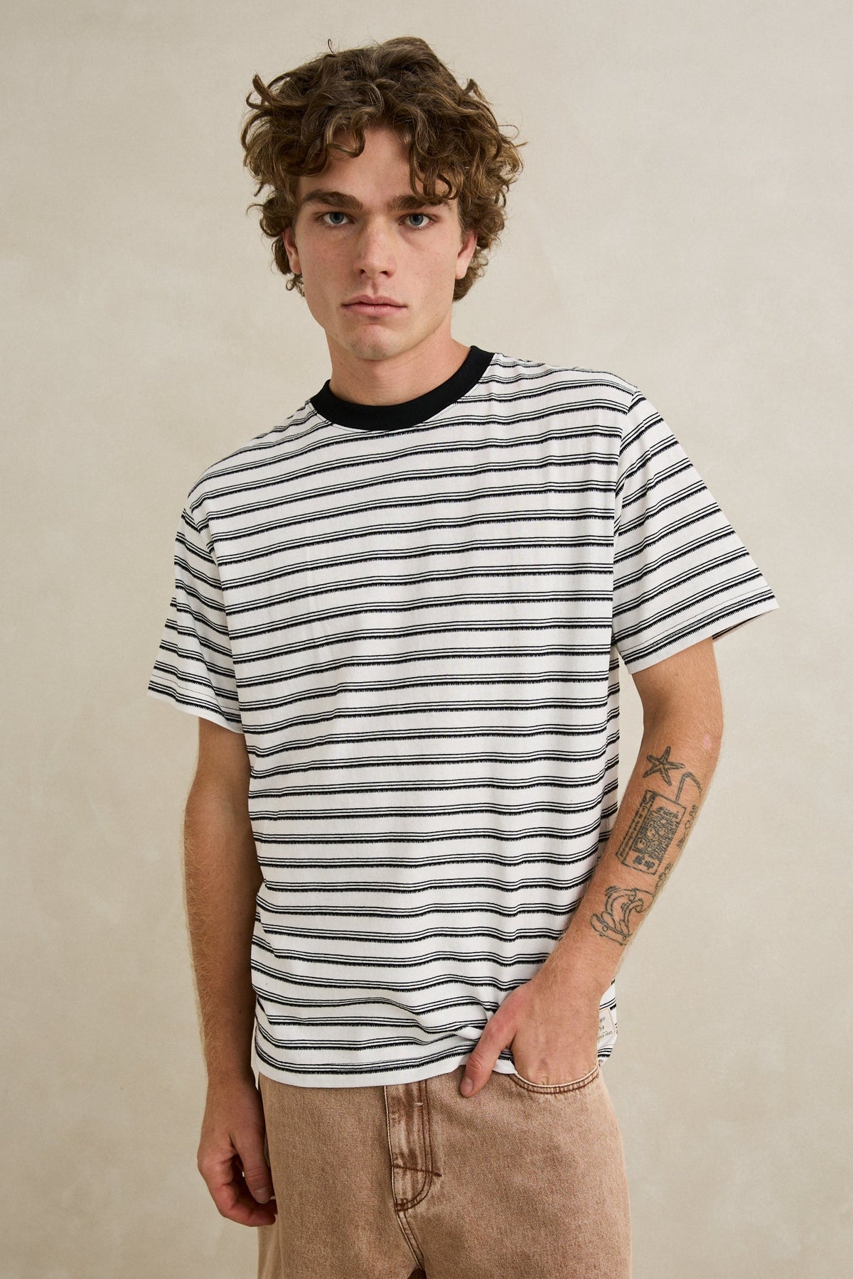 Rhythm Vintage Stripe SS T-Shirt Natural