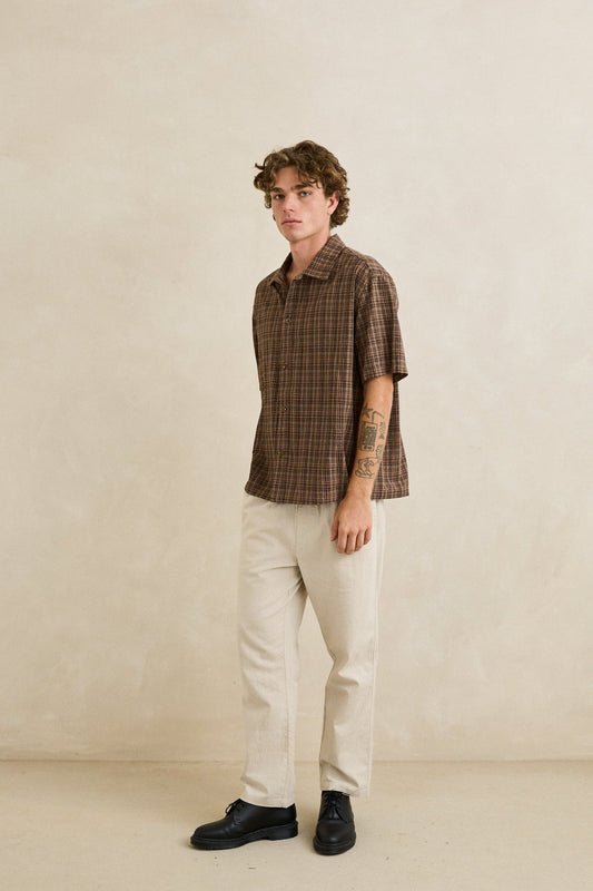 Rhythm Relaxed Brady Check Ss Shirt Coffee