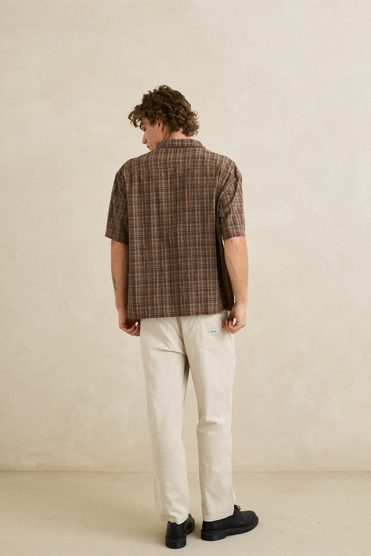 Rhythm Relaxed Brady Check Ss Shirt Coffee