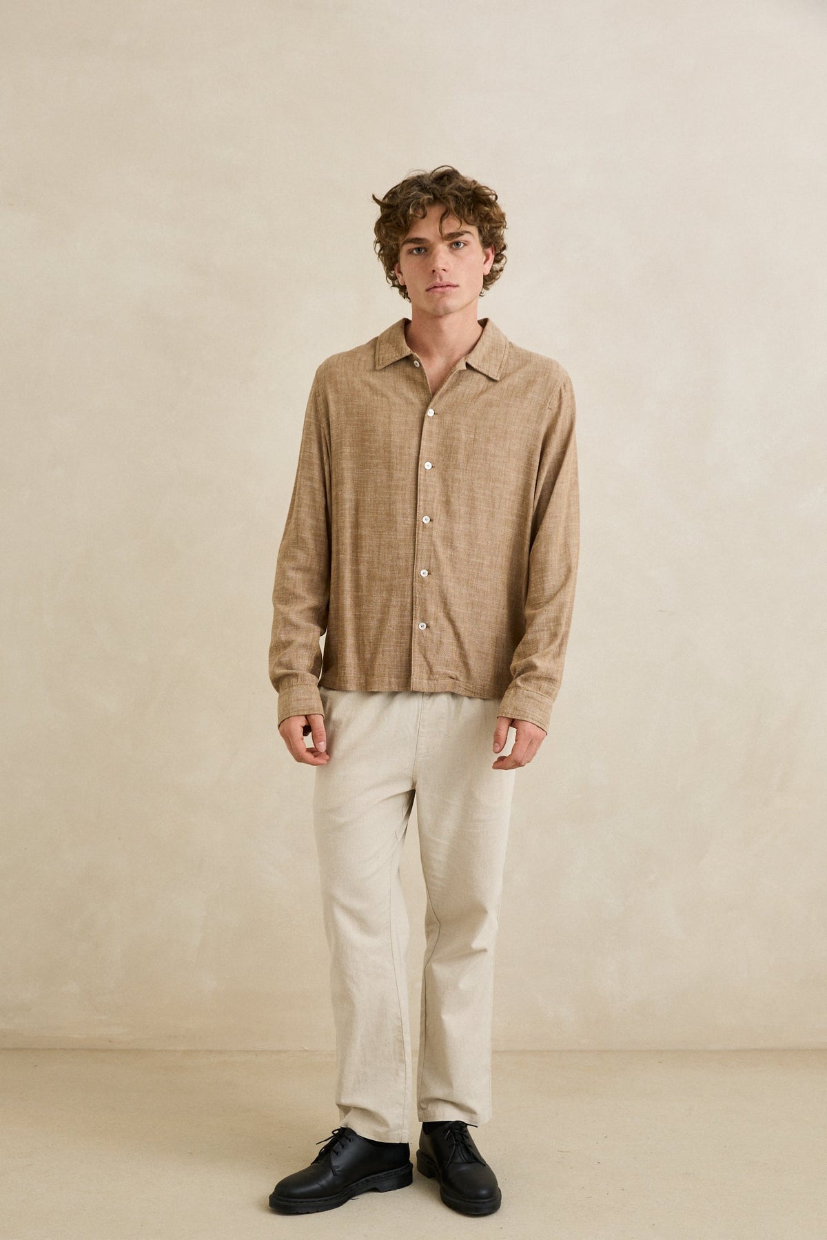 Rhythm Linen Chambray Ls Shirt Coffee