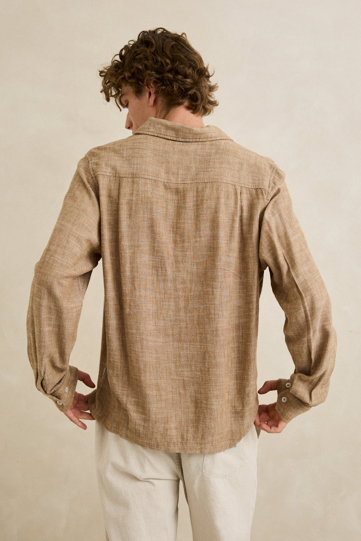 Rhythm Linen Chambray Ls Shirt Coffee