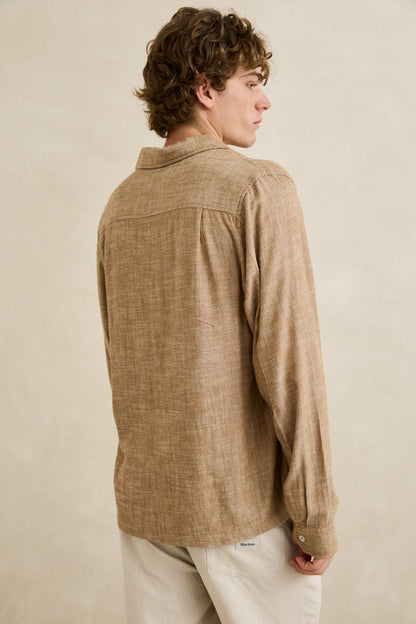 Rhythm Linen Chambray Ls Shirt Coffee