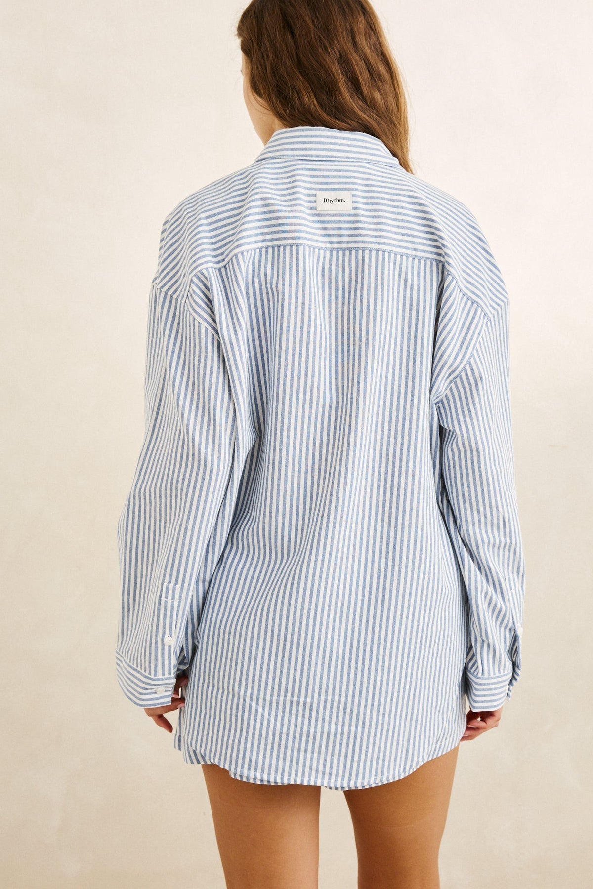 Rhythm Vista Stripe Oversized Shirt Blue