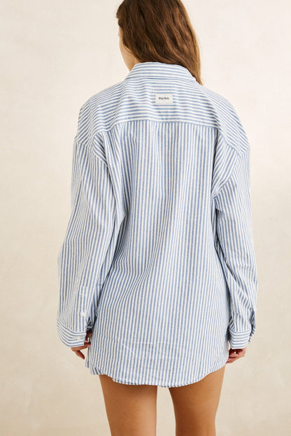 Rhythm Vista Stripe Oversized Shirt Blue