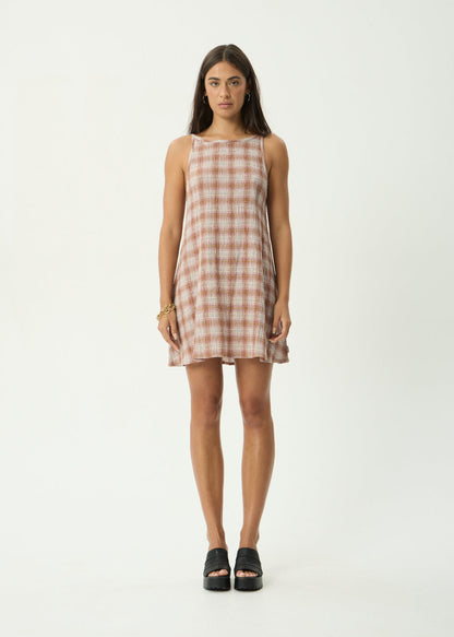 Afends Sammy - Seersucker Mini Dress Desert Check