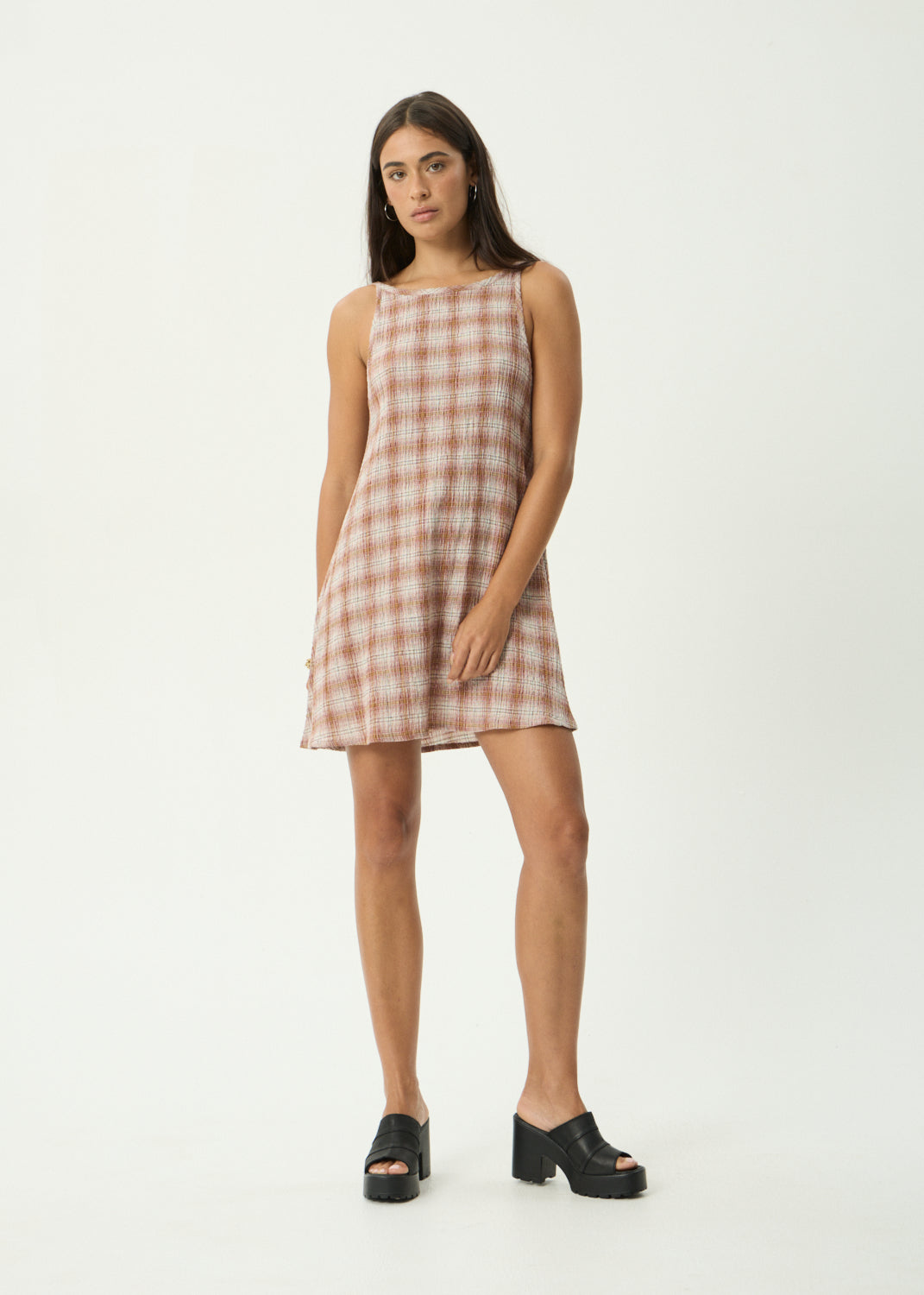 Afends Sammy - Seersucker Mini Dress Desert Check