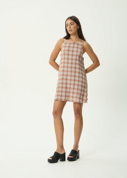 Afends Sammy - Seersucker Mini Dress Desert Check
