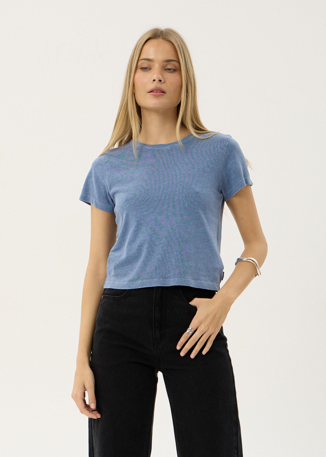 Afends Carmen - Baby Tee Washed Slate Blue
