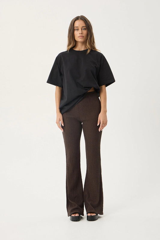 Afends Focus Seersucker Flare Pant Coffee