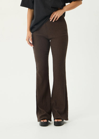 Afends Focus Seersucker Flare Pant Coffee