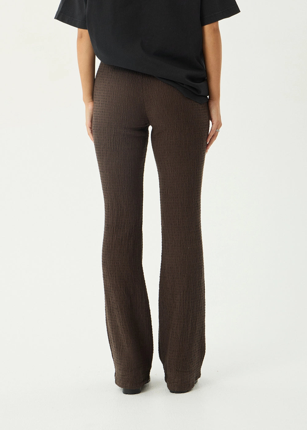 Afends Focus Seersucker Flare Pant Coffee