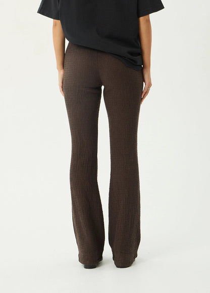 Afends Focus Seersucker Flare Pant Coffee