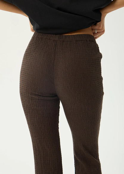 Afends Focus Seersucker Flare Pant Coffee