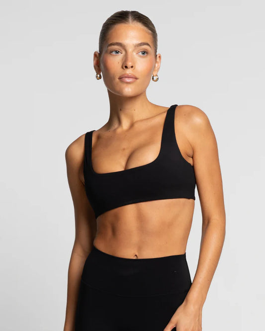 Active Basics Square Neck Crop- Onyx