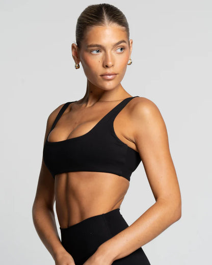 Active Basics Square Neck Crop- Onyx
