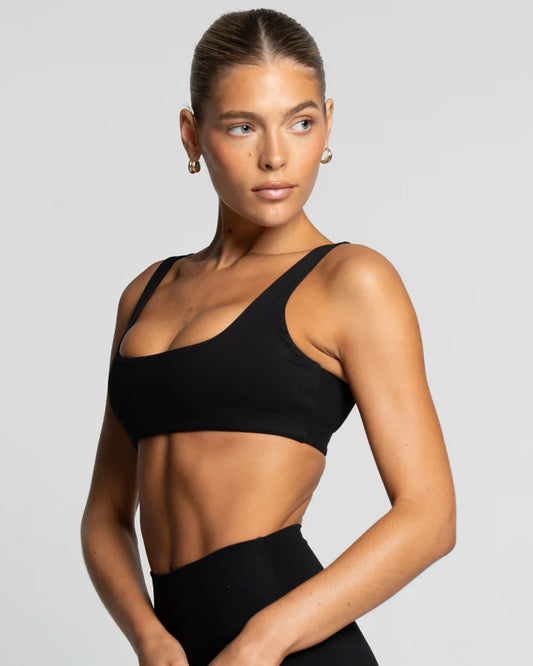 Active Basics Square Neck Crop- Onyx