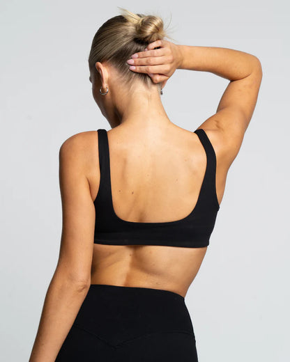 Active Basics Square Neck Crop- Onyx