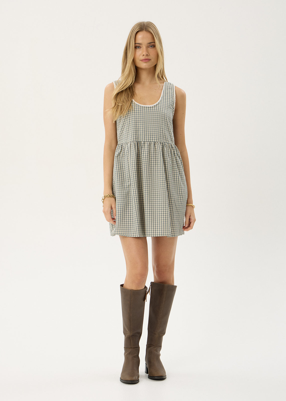 Afends Jesse Mini Dress Vice Alpine Check