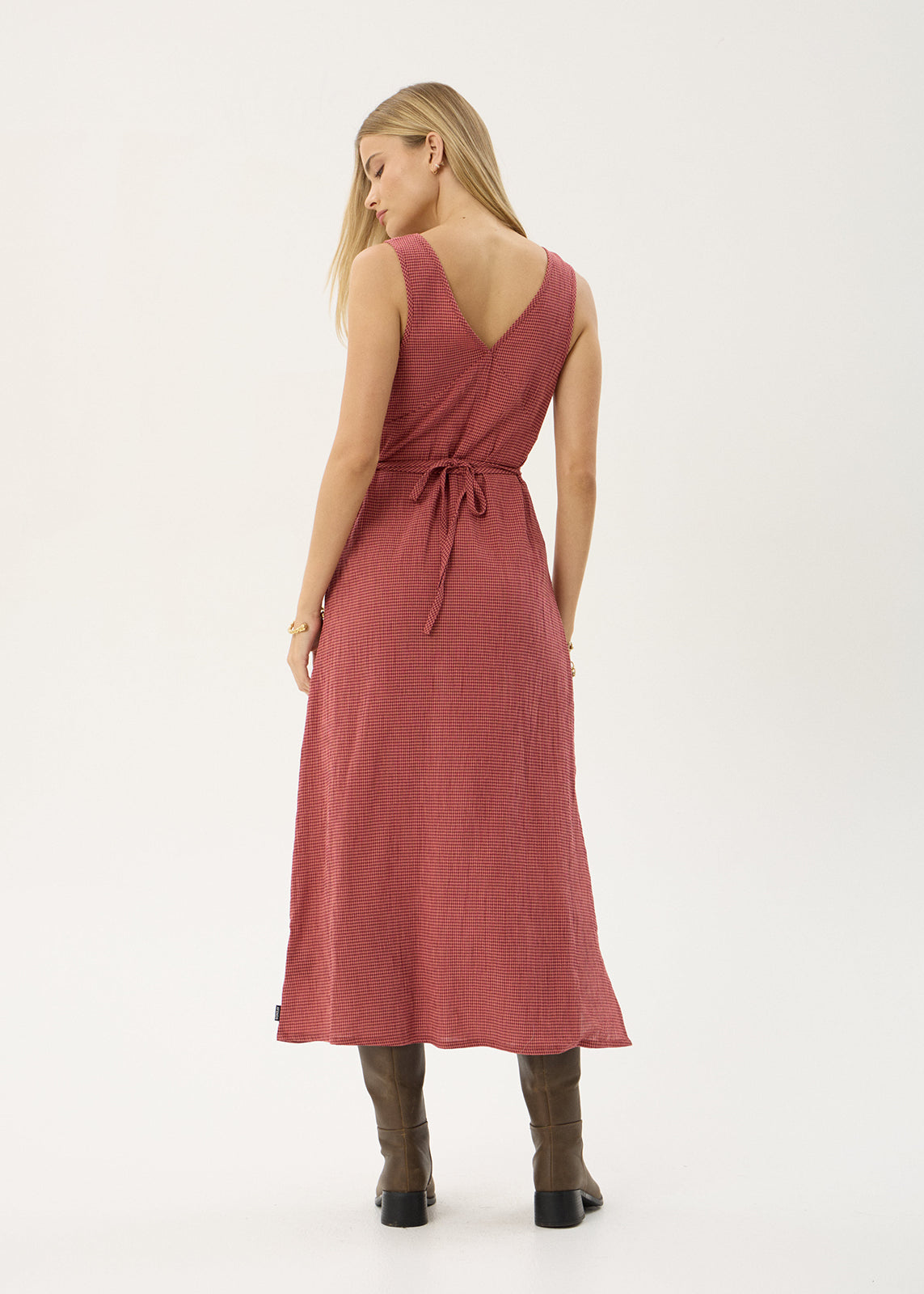 Afends Tully Seersucker Maxi Dress Indy Rose Check