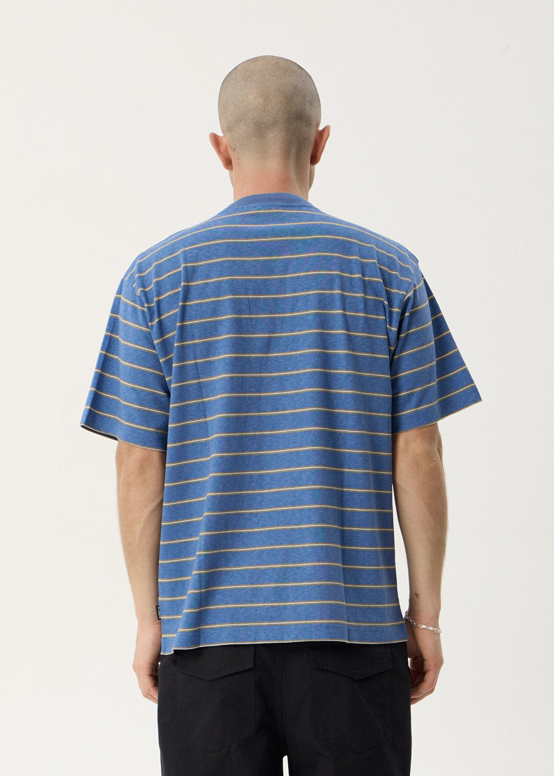 Afends Eureka Boxy Tee Slate Blue Stripe