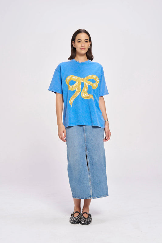 Maku Big Bow Acid Wash Tee