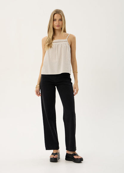 Afends Candice Seersucker Cami Top Moonbeam Check