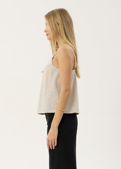 Afends Candice Seersucker Cami Top Moonbeam Check