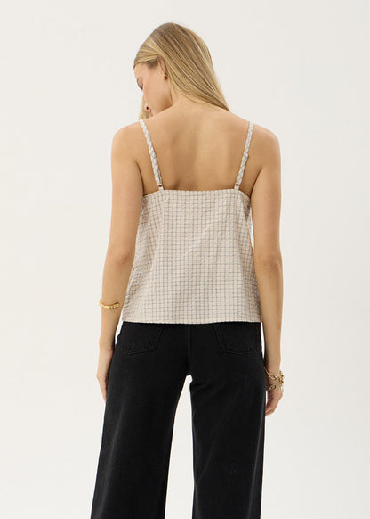 Afends Candice Seersucker Cami Top Moonbeam Check