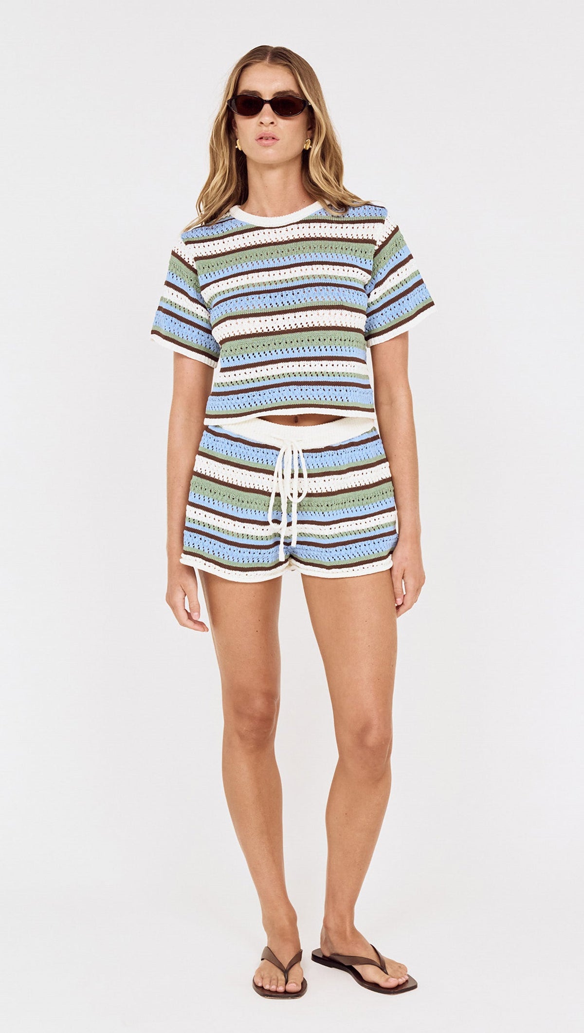 Minkpink Bellise Crochet Shorts Multi Stripe