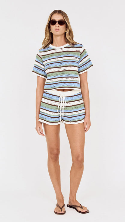 Minkpink Bellise Crochet Shorts Multi Stripe