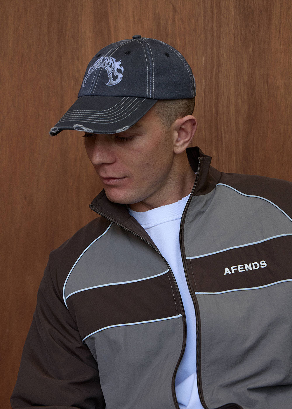 Afends Scorpius Six Panel Cap Stone Black