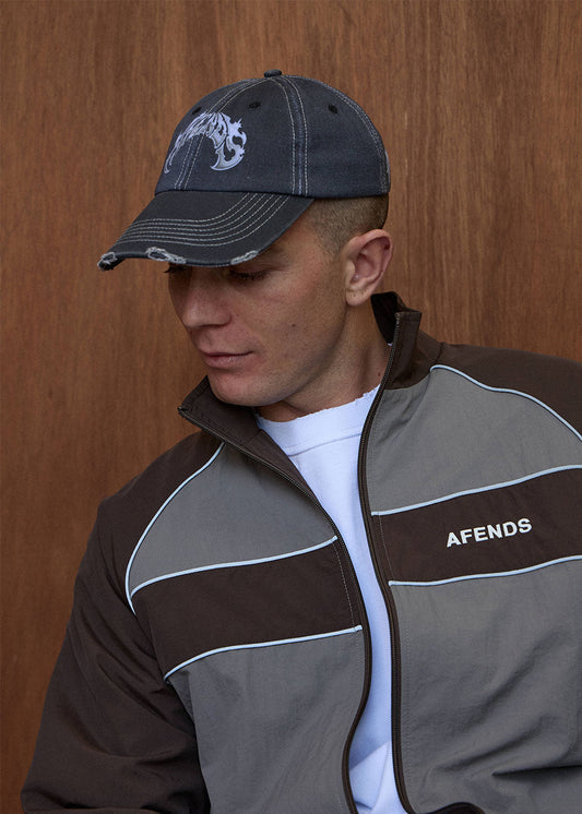 Afends Scorpius Six Panel Cap Stone Black
